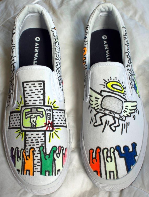 Pop art custom sneakers geïnspireerd door Keith haring Schoenen Herenschoenen Verkleden Schoenen 