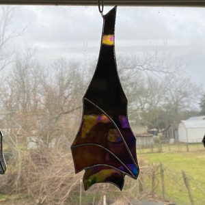 Sleepy Bats Stained Glass Bat Sun Catcher