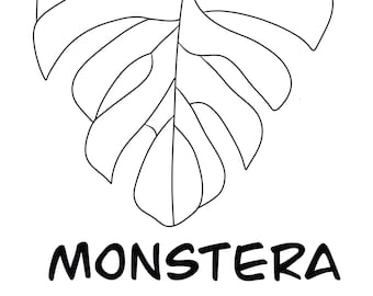 Personal Use Digital Monstera Stained Glass Pattern, PDF