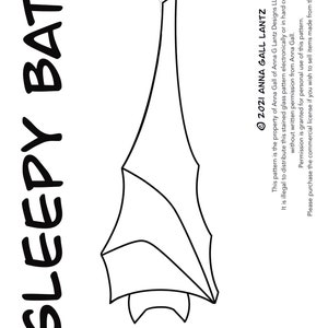 Personal Use Digital Sleepy Bat Stained Glass Sun Catcher Pattern, PDF
