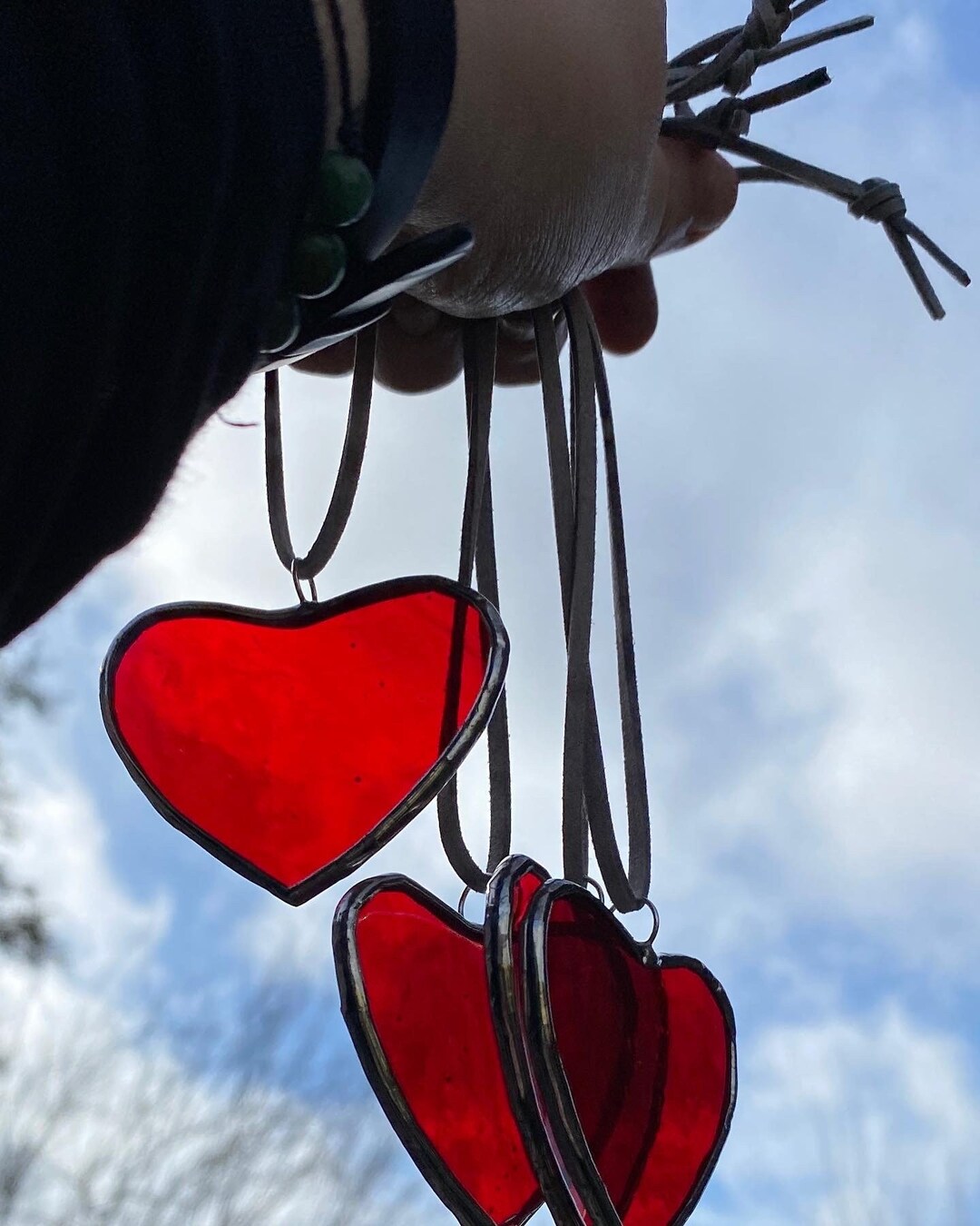 Stained Glass Heart Rear View Mirror Swag for Lovers - Etsy