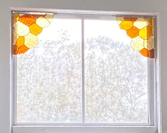 Whimsical Honeycomb Stained Glass Corner Set