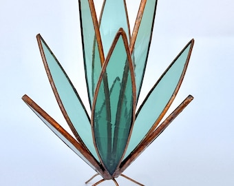 ORIGINAL Stained Glass Snake Plant Sculpture, Handmade Glass Succulent, Botanical Home Decor, Gift for Plant Lovers