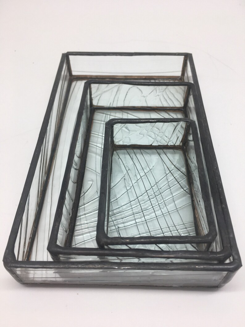 Whimsical Stained Glass Nesting Tray Set Etsy