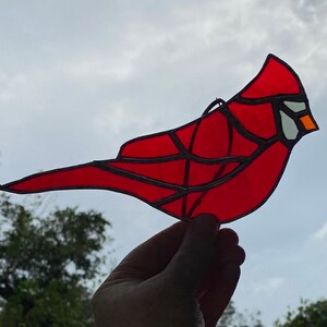 Stained Glass Cardinal, Red Bird Sun Catcher