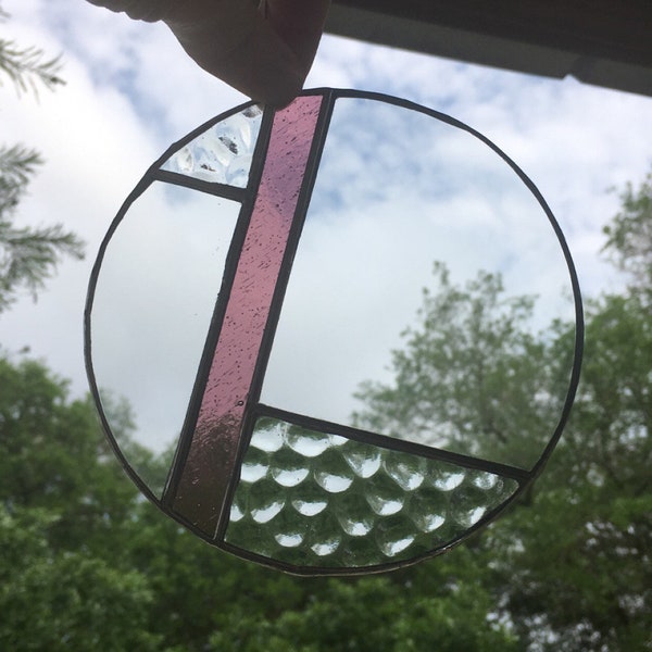 Modern Geometric Circle Stained Glass Sun Catcher