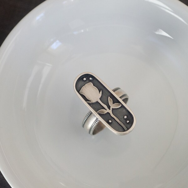 Sterling Silver Shadowbox Rose Ring