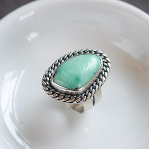 Minty Green Variscite and Sterling Silver Statement Ring, US size 9