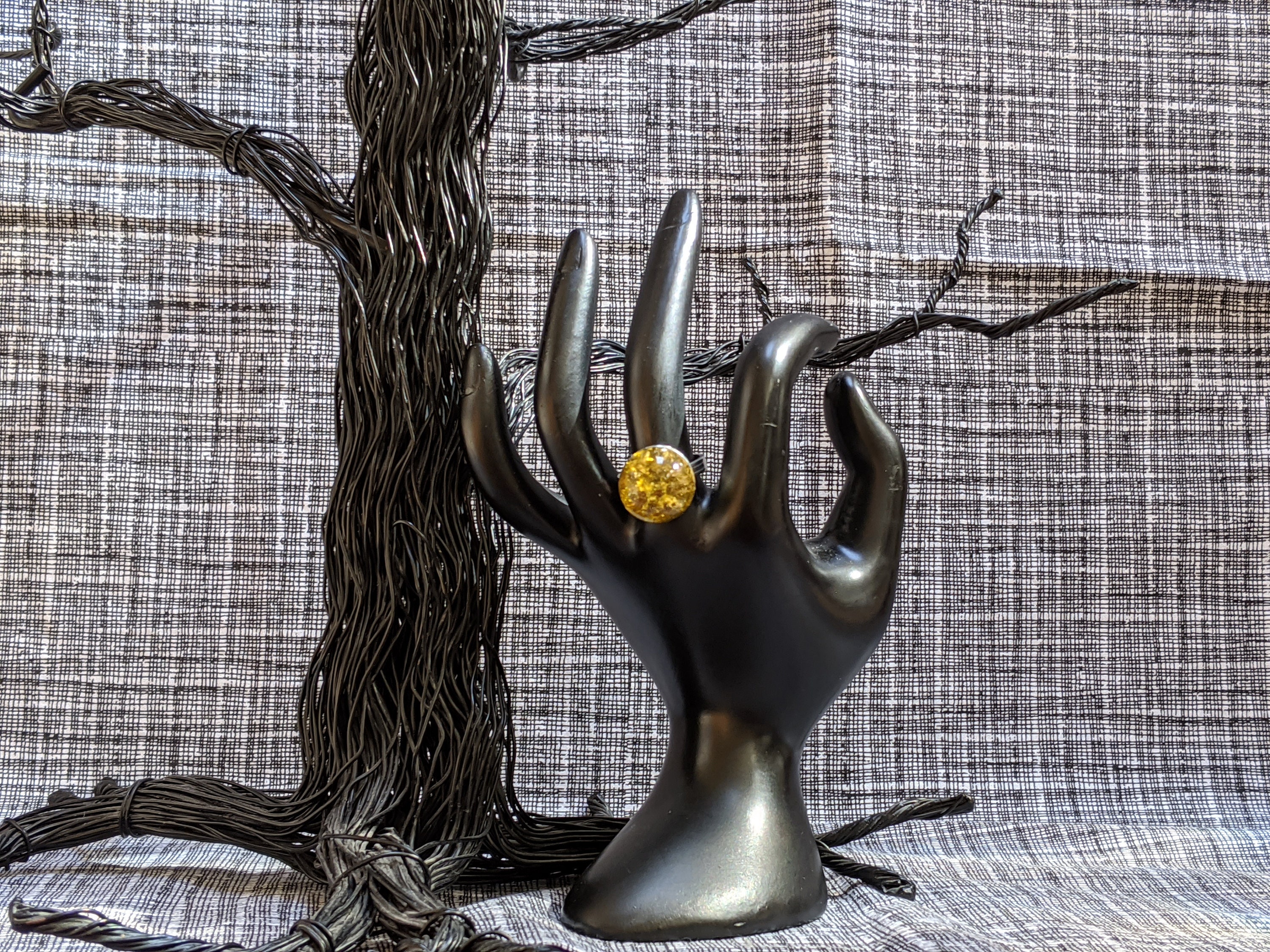 Astral gold plated /& hand poured resin adjustable statement ring