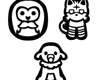 Pokemon Starter Outline Decals- Rowlet, Litten, Popplio
