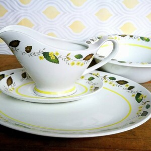 English China Gravy Boat, Bowl, Serving plate. Fine bone china. Floral china. Burleigh Ware china. Fine china dinnerware. Jasmine pattern