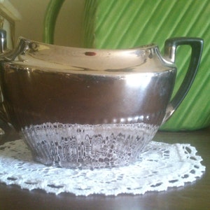 Azucarero art déco, azucarero antiguo, azucarero vintage, azucarero de forma Queen Anne de los años 20 Fielding's Devonware Devon ware Silverline azucarero