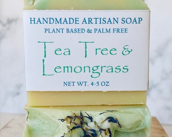 Handmade Artisan Soap Bar - All Natural Vegan - Tea Tree & Lemongrass- Self care gifts - By Wysteria