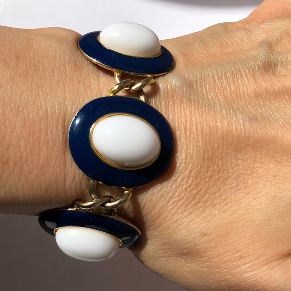 Bracelet classique marine et maillon blanc de Daria