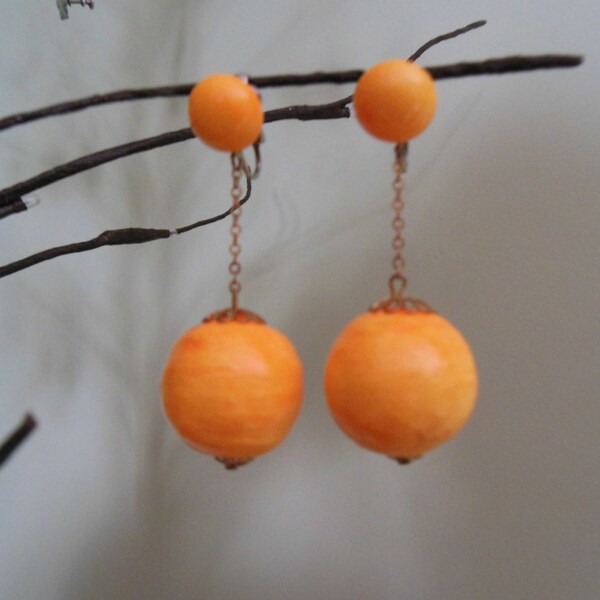 sunny orange drop clip earrings