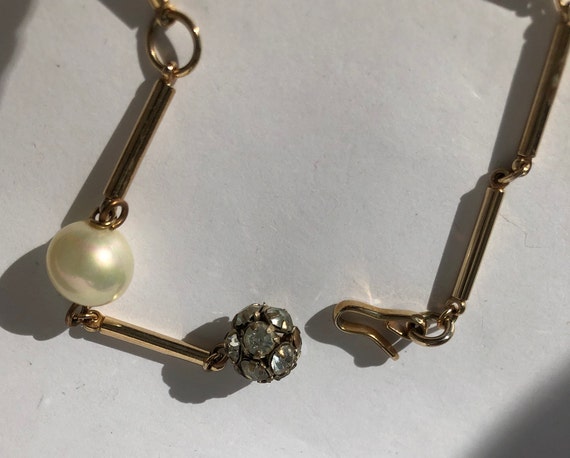 Glamorous rhinestone and faux pearl dangle bib ne… - image 10