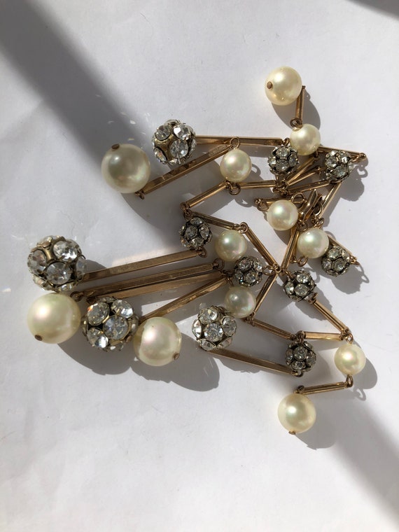 Glamorous rhinestone and faux pearl dangle bib ne… - image 4
