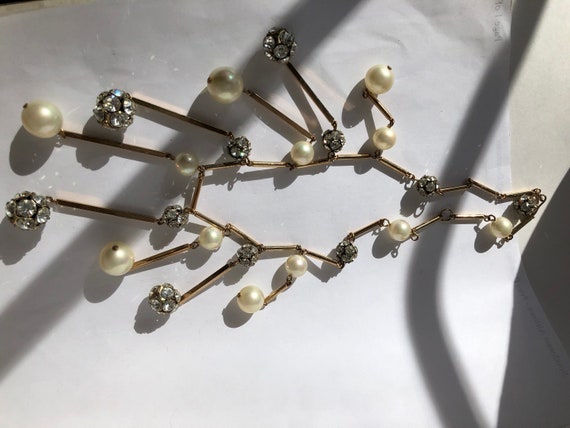 Glamorous rhinestone and faux pearl dangle bib ne… - image 5