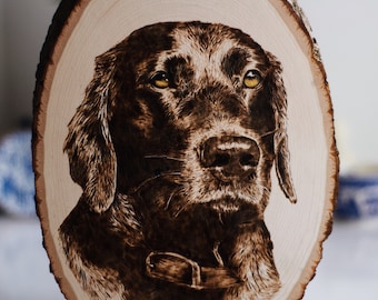 Medium Custom Woodburned Pet Portrait