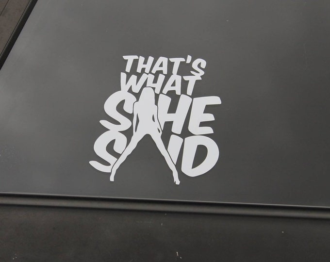 Thats what she said decal, what she said sticker, funny decals, funny stickers, that's what she said car sticker, car graphics, car decals