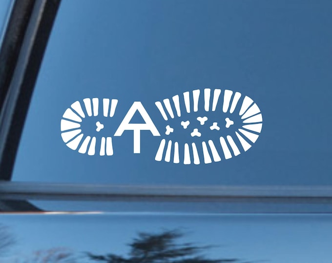 Appalachian Trail boot print decal, Appalachian Trail decal, AT boot print decal with AT logo, Appalachian Trail sticker, AT boot sticker