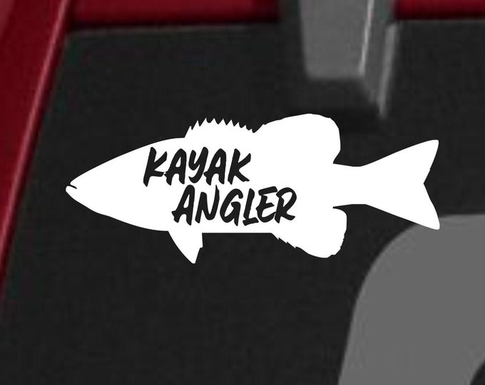 Smallmouth Kayak Angler vinyl decal, Smallmouth Kayak angler, Kayak angler sticker, smallmouth kayak angler sticker, smallmouth bass angler