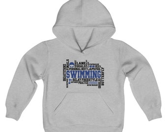 Youth Swimmers Heavy Blend Hooded Sweatshirt, swim team hoodie, young swimmer clothing, swim sweatshirt, swim team gift ideas