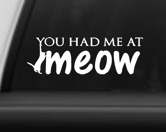 Vinyl decal You had me at meow, cat lover decal, cat lover sticker, you had me at meow decal, you had me at meow sticker, cat sticker, cat