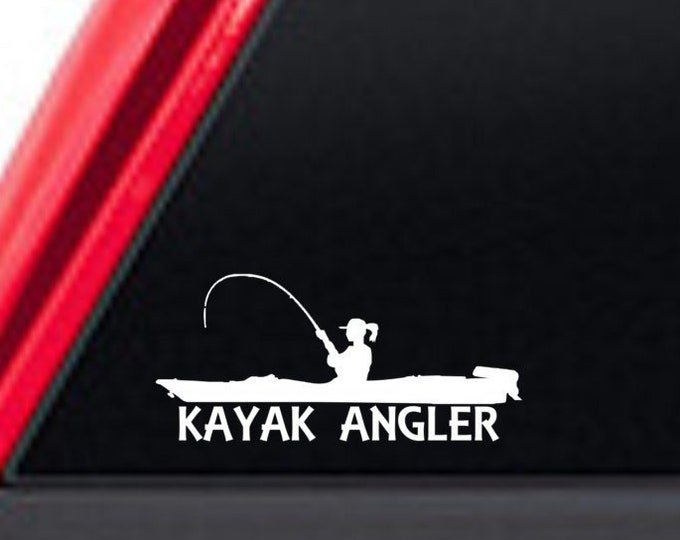 Female kayak angler decal, female kayak angler, kayak angler, girl kayak fishing, fish like a girl, woman kayak anger, female kayak fishing