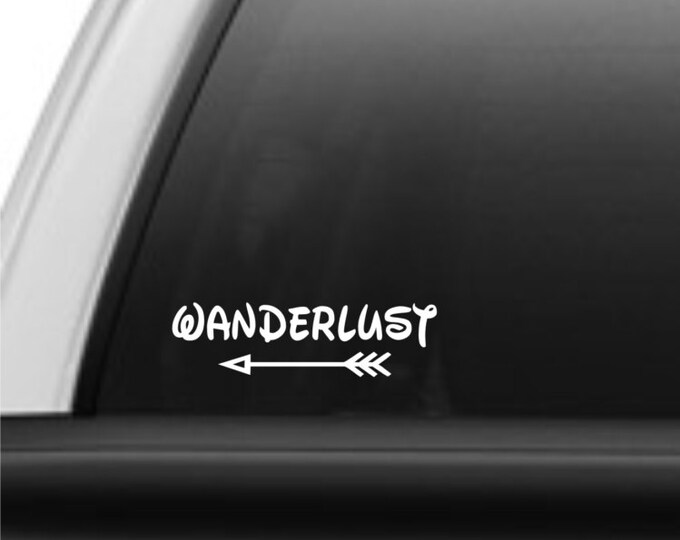 Wanderlust decal, wanderlust sticker, wanderlust arrow decal, wanderlust arrow sticker, hiker sticker, hiker decal, adventrue decal, outdoor