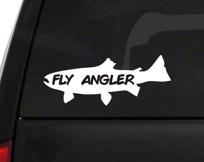 Fly Angler decal, Fly angler sticker, Fly fishing decal, fly fishing sticker, trout fishing decal, fly fishing sticker, fly fishing, trout