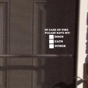Save my pet decal, pet emergency decal, window door pet emergency decal, pet rescue decal, pet rescue sticker, save my pet, first responder
