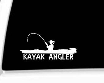 Kayak Angler female, Vinyl decal, female kayak, female kayak angler, female kayak fishing, girl kayak angler, girl kayak fishing, kayak