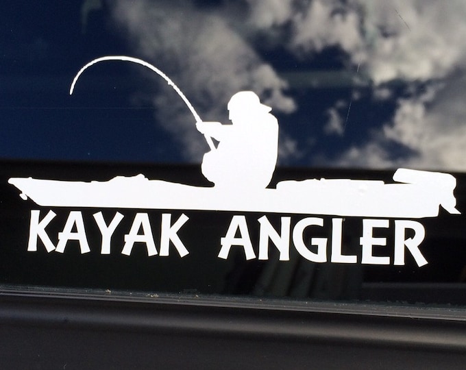 Vinyl kayak angler decal, kayak angler sticker, kayak fisherman, kayak fishing decal, kayak decak, kayak sticker