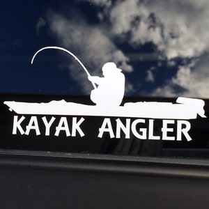 Vinyl kayak angler decal, kayak angler sticker, kayak fisherman, kayak fishing decal, kayak decak, kayak sticker