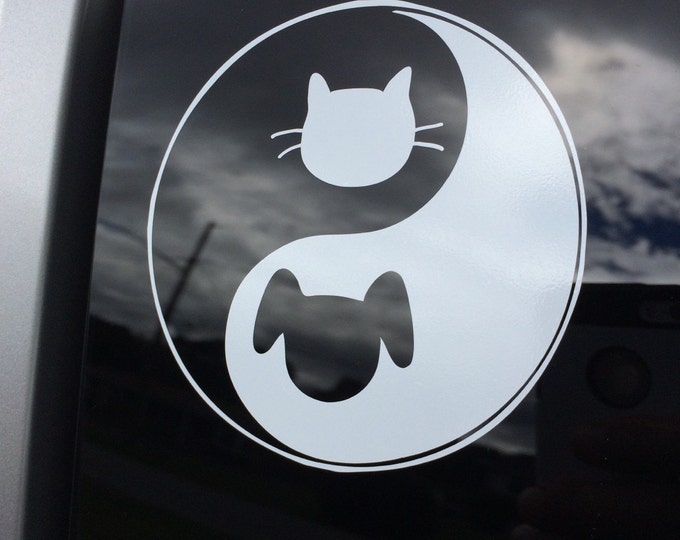 Dog Cat Yin Yang decal, vinyl dog cat decal, pet yin yang decal, dog cat yin yang sticker, pet sticker