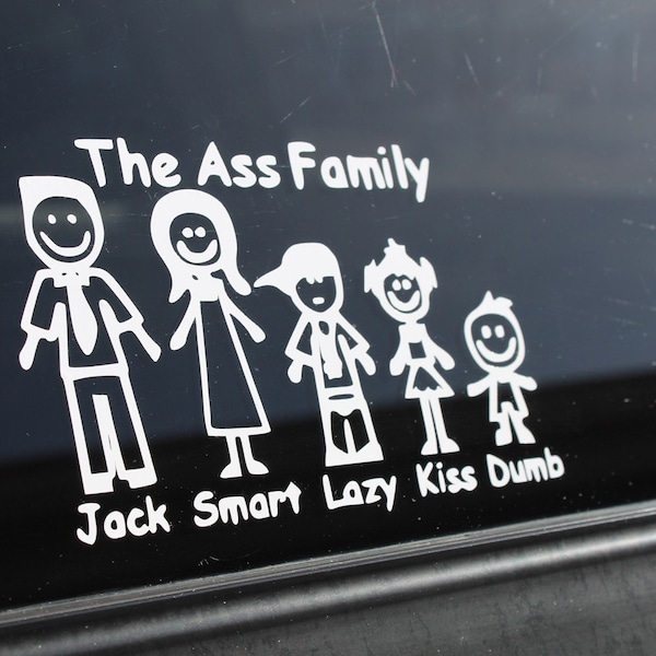 Ass Family decal, ass family, family car decal, vinyl ass family funny decal, ass family car sticker, funny car sticker