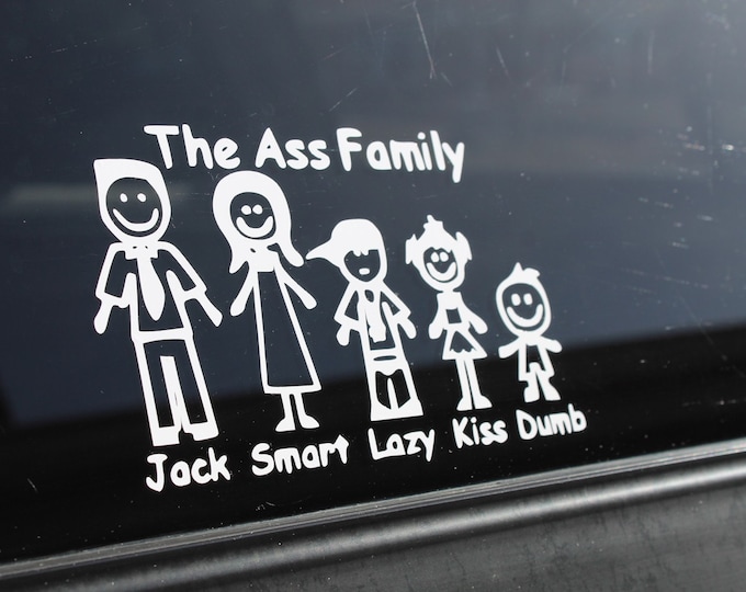 Ass Family decal, ass family, family car decal, vinyl ass family funny decal, ass family car sticker, funny car sticker