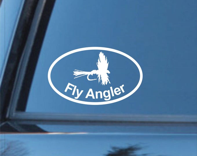Fly Angler Oval Vinyl Decal, Drift Boat Sticker, Outdoor Fishing Art