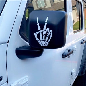 Skeleton Peace Sign vinyl decal, peace sign sticker, peace sign decal, peace out decal, peace out sticker, skeleton wave decal, skeleton