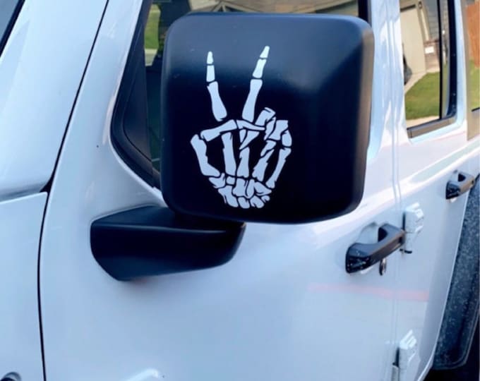 Skeleton Peace Sign vinyl decal, peace sign sticker, peace sign decal, peace out decal, peace out sticker, skeleton wave decal, skeleton
