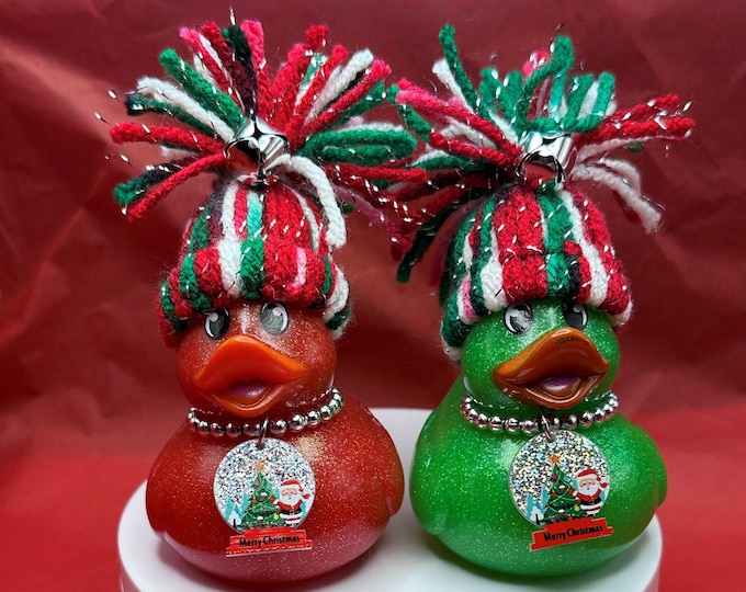 Christmas ducks, rubber ducks, charms, unique and one of a kind for gifting or ducking