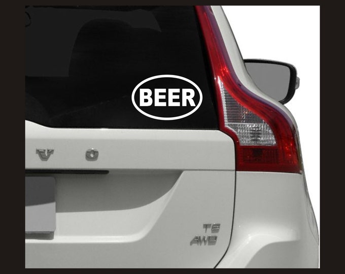 Beer vinyl oval decal, beer decal, beer sticker, oval beer decal, oval beer sticker, beer lover decal, beer drinker decal, oval BEER decal