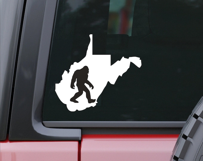 Bigfoot West Virginia vinyl decal, West Virginia Sasquatch sticker, Bigfoot West Virginia
