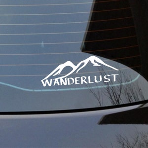 Wanderlust vinyl decal, wanderlust mountain decal, wanderlust sticker, wanderlust mountain sticker, vinyl wanderlust decal, adventure decal
