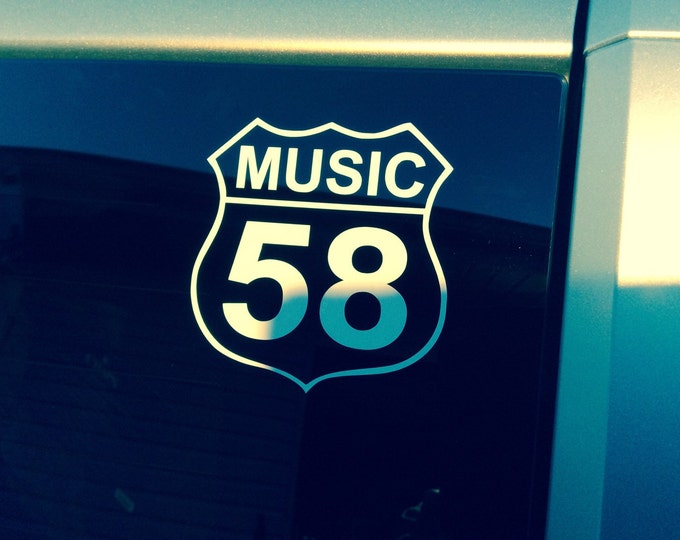 Music 58 decal, crooked road decal, Highway 58 music decal, music sticker, The Crooked Road sticker, Bluegrass sticker, music road decal