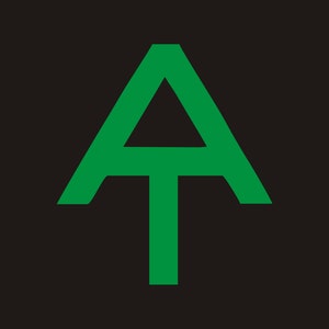 May include: A green "A" with a green "T" underneath, forming a stylised mountain peak. This is the logo for the Appalachian Trail.
