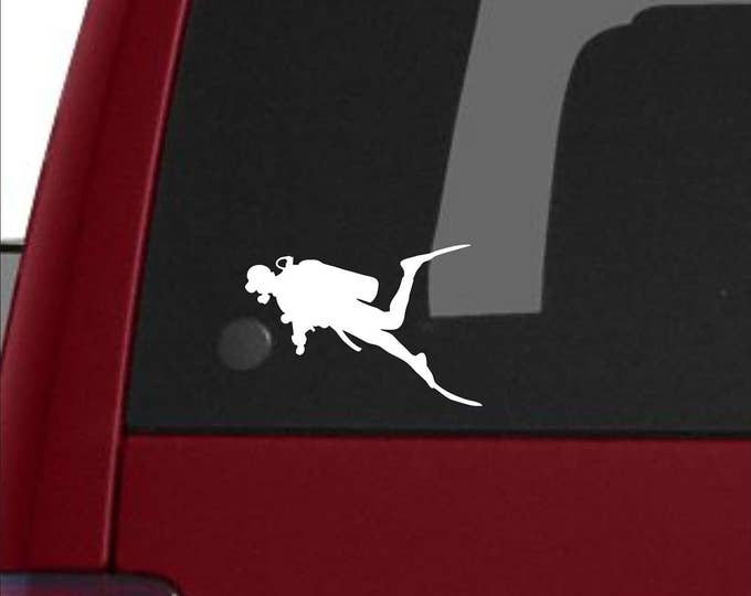 Scuba diver decal, Scuba decal, Scuba sticker, Scuba diver sticker, PADI decal, diver down decal, Scuba diver, Scuba, Free Shipping!!