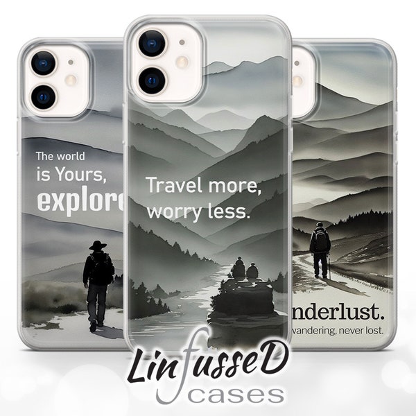 Wanderlust traveler Phone Case Travel quotes Cover iPhone 14Pro, 13, 12, 11, XR, 7, 8, Samsung S23, S22, S21FE, A53, A14, A13, Pixel 7, 6A
