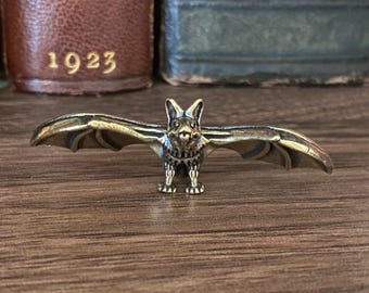 Brass Bat Figurine | Bat Figurine | Mini Bat Figurine | Halloween Shelf Decor | Halloween Decor | Mini Animal Figurine | Animal Figurines |